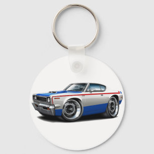 1970 AMC Rebel Maskin Red-White-Blue-Car Nyckelring