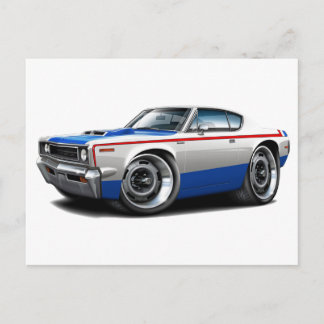 1970 AMC Rebel Maskin Red-White-Blue-Car Vykort