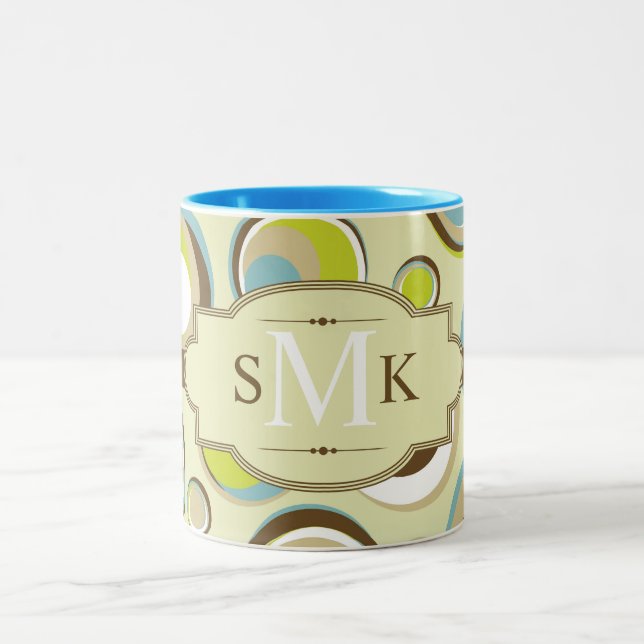 1970 års Retro Circle Mönster-utskriftskaffel Mugg (Center)