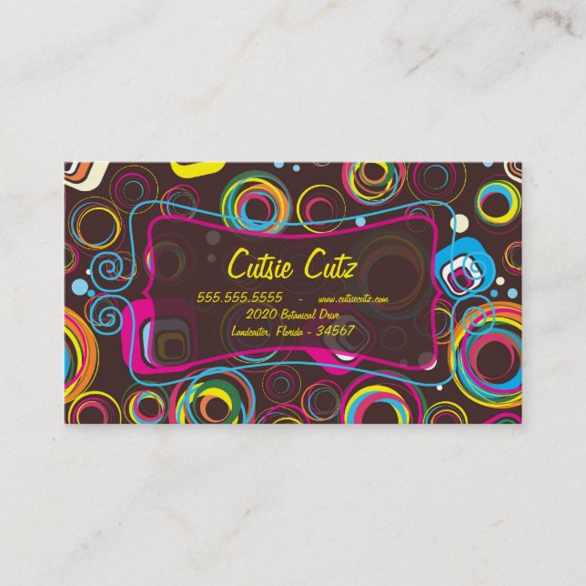 1970 års Retro Circle Square 1950 Affärskort Visitkort (Framsida)