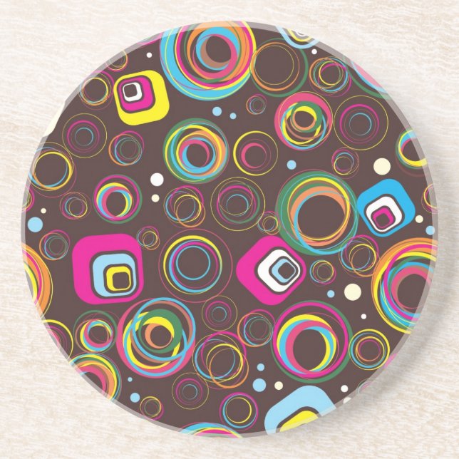 1970 års Retro Circle Square 1950 Groovy Underlägg Sandsten (Framsidan)