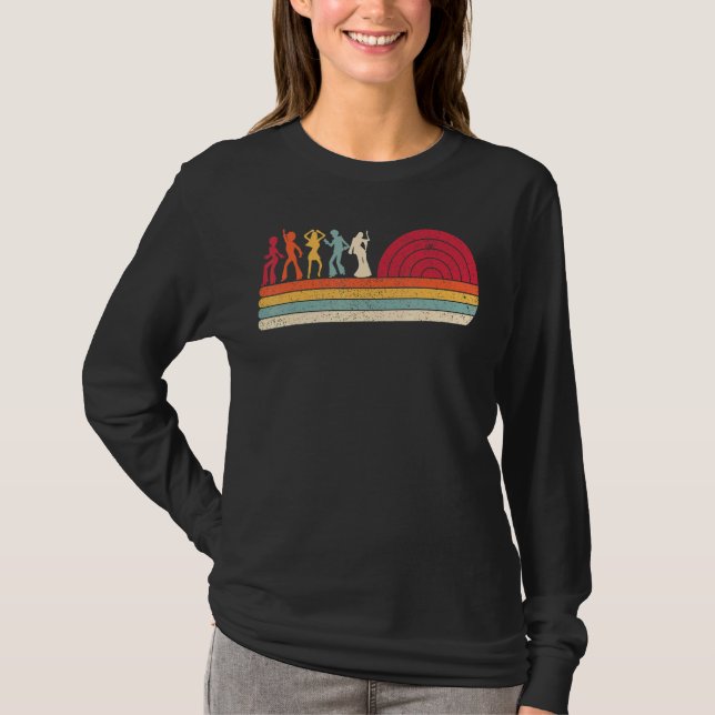 1970 års Retro-Stil-diskotek som dansar 70-tal T Shirt (Framsida)