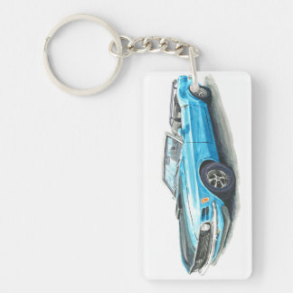 1970 Blue Mustang Keychain