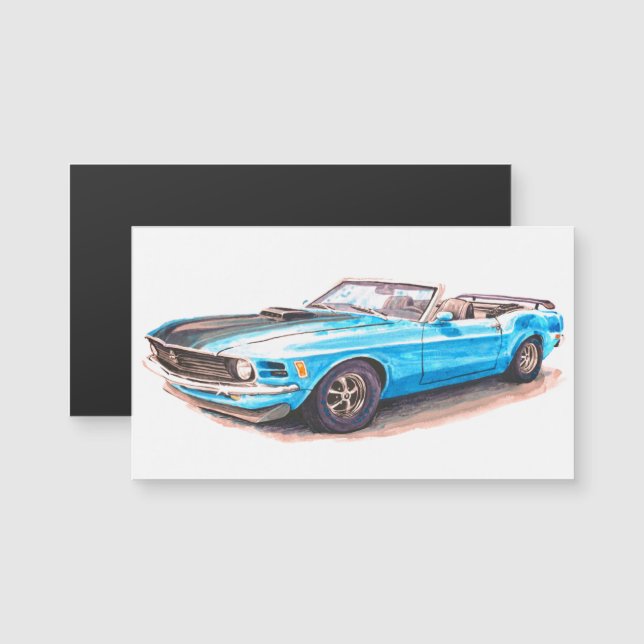 1970 Blue Mustang Magnet (Fram/baksida)