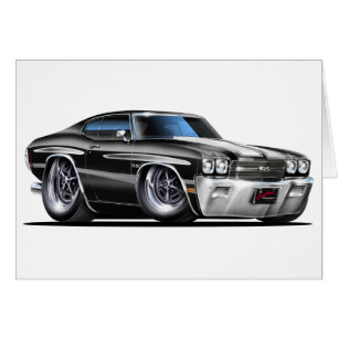 1970 Chevelle Black White Car Hälsningskort