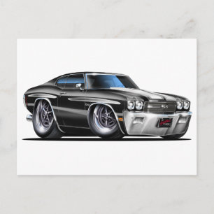 1970 Chevelle Black White Car Vykort