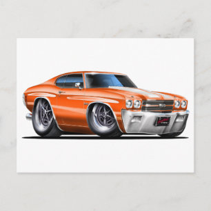 1970 Chevelle Orange-White Car Vykort