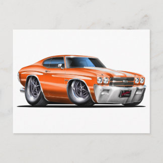 1970 Chevelle Orange-White Car Vykort