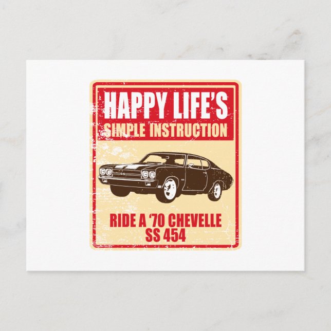 1970 Chevrolet Chevelle SS 454 Vykort (Framsida)