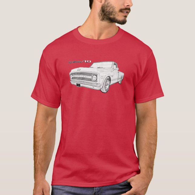 1970 Chevy C10 Pickupare Lastbil T Shirt (Framsida)