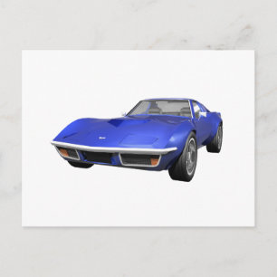 1970 Corvette Sports Car: Blått Avsluta Vykort