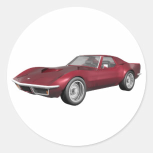 1970 Corvette Sports Car: Candy Apple Avslutar: Runt Klistermärke