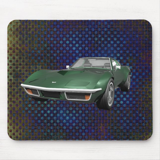 1970 Corvette Sports Car: Grönt Avslutar: Mousepad Musmatta (Framsidan)