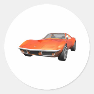 1970 Corvette Sports Car: Orangen Avslutar: Runt Klistermärke