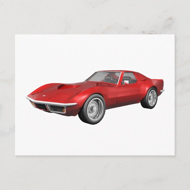 1970 Corvette Sports Car: Red Avsluta Vykort (Framsida)