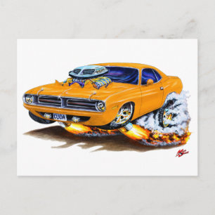 1970 Cuda Orange Bil Vykort
