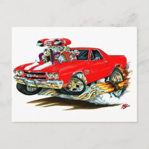 1970 El Camino Red-White Lastbil Vykort