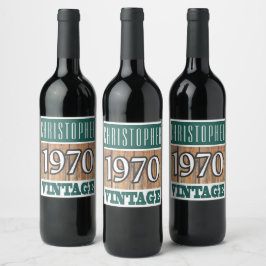 1970 Födelsedatum Vin Vinflaska Etikett