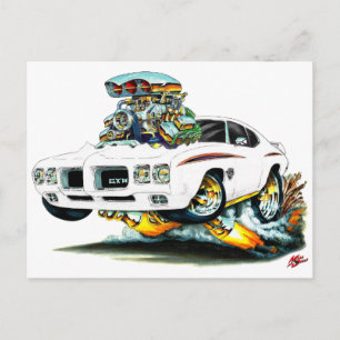 1970 GTO domare White Car Vykort