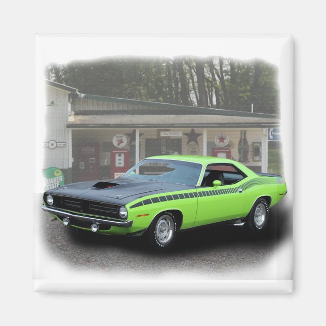 1970 Plymouth AAR Cuda i påfyllningsstatoserie Magnet (Framsidan)