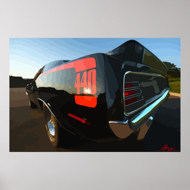 1970 Plymouth 'Cuda 440 Art Print Poster (Vectoriz (Framsidan)