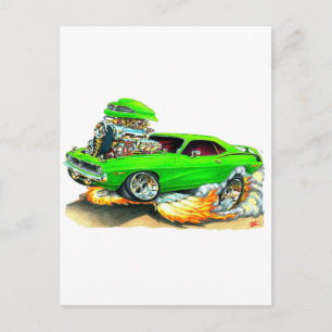 1970 Plymouth Cuda Grönt Car Vykort