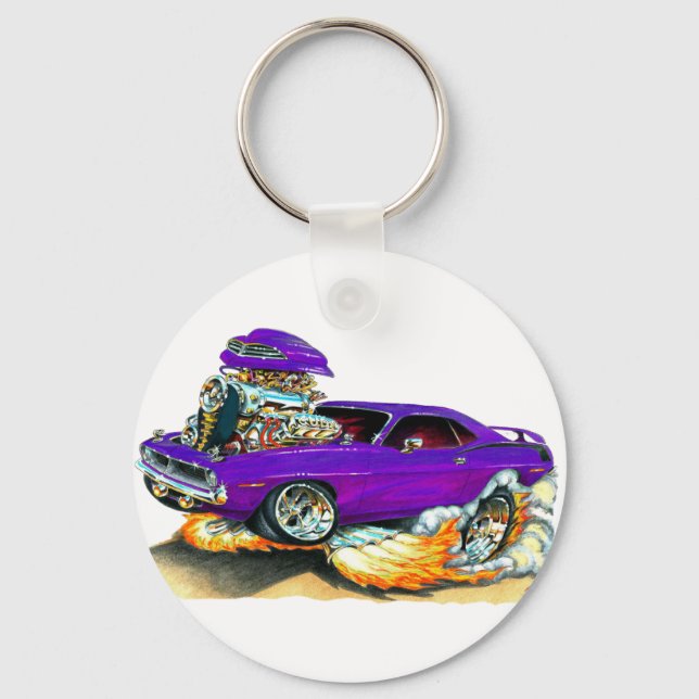 1970 Plymouth Cuda Lila Car Nyckelring (Framsida)