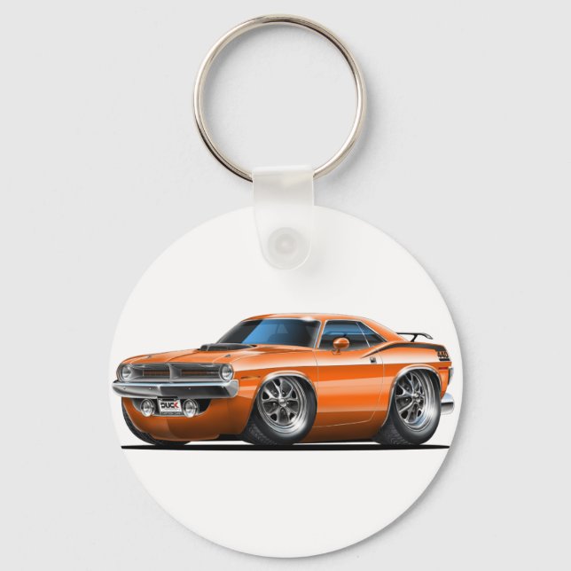 1970 Plymouth Cuda Orange Car Nyckelring (Framsida)