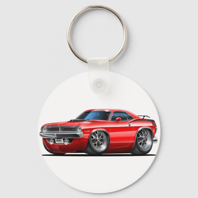 1970 Plymouth Cuda Red Car Nyckelring (Framsida)