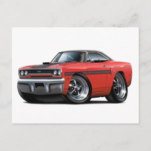 1970 Plymouth GTX Red-Black Top Car Vykort