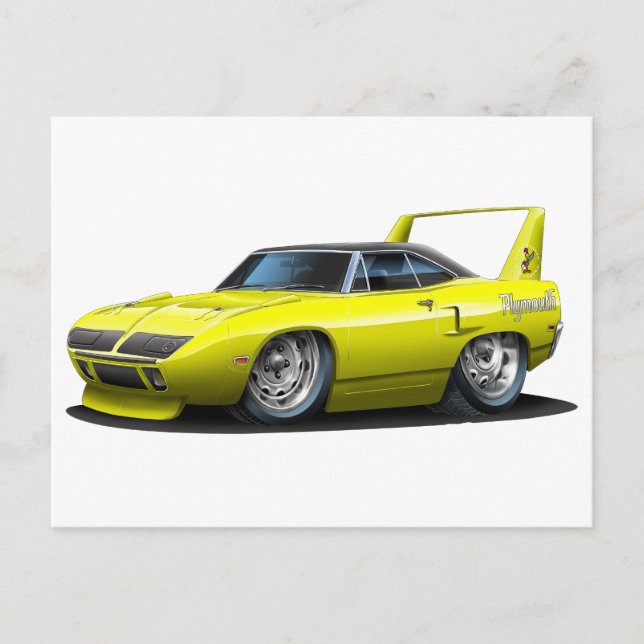 1970 Plymouth Superbird Gult Car Vykort (Framsida)
