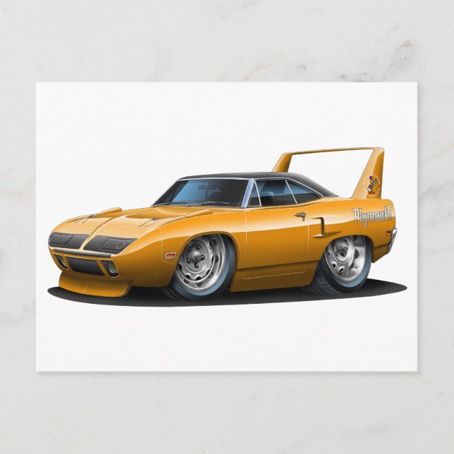 1970 Plymouth Superbird Orange Car Vykort (Framsida)