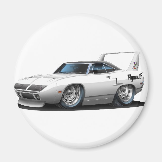 1970 Plymouth Superbird White Car Magnet (Framsidan)