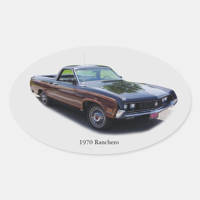 1970 Ranchero-dekal Ovalt Klistermärke (Framsida)