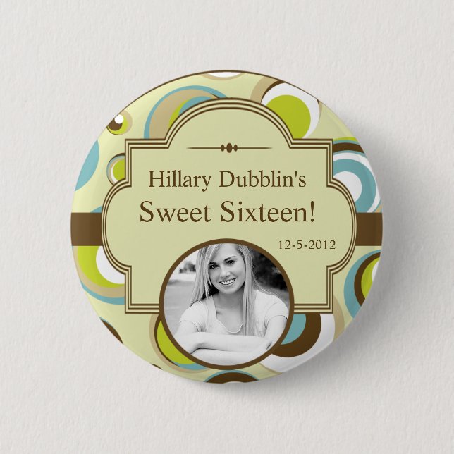 1970 Retro Circle Mönster Fabric-fotoknapp Knapp (Framsida)