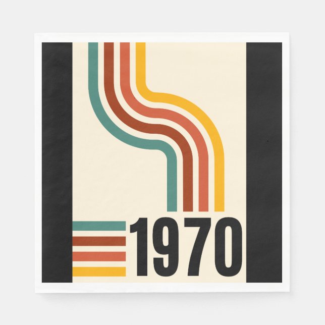 1970 Retro Rand Vintage Regnbåge Poster Stil Pappersservett (Framsidan)