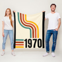 1970 Retro-randigt regnbågsfärgadt vintagefilt