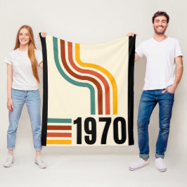 1970 Retro Stripe Rainbow Vintage Blanket Fleecefilt