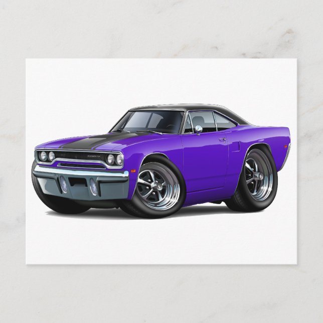 1970 Roadrunner Lila-Black Top Vykort (Framsida)