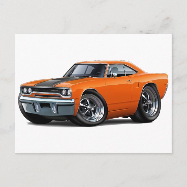 1970 Roadrunner Orange-Black Vykort (Framsida)
