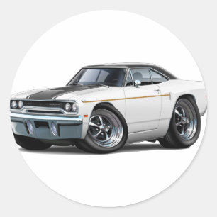 1970 Roadrunner White-Black Rand Runt Klistermärke