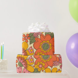 1970:s Blommönster för Vintage Presentpapper