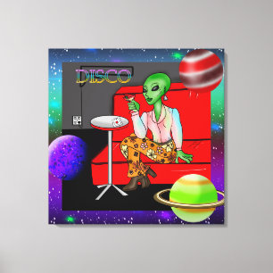 1970:s Retro Extraterrestrial i Disco Lounge Canvastryck