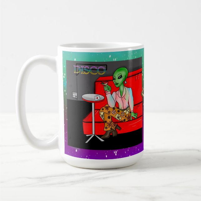 1970:s Retro Extraterrestrial i Disco Lounge Kaffemugg (Vänster)