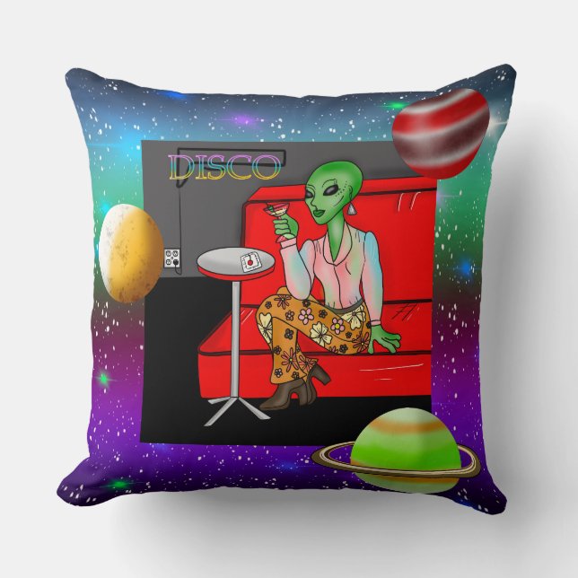 1970:s Retro Extraterrestrial i Disco Lounge Kudde (Framsida)