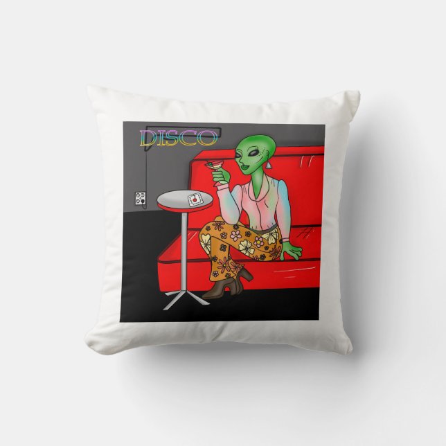 1970:s Retro Extraterrestrial i Disco Lounge Kudde (Framsida)