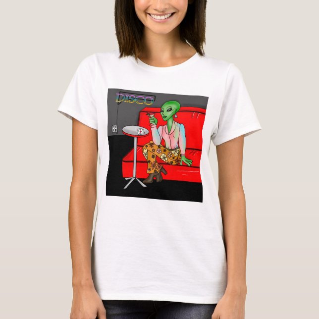 1970:s Retro Extraterrestrial i Disco Lounge T Shirt (Framsida)