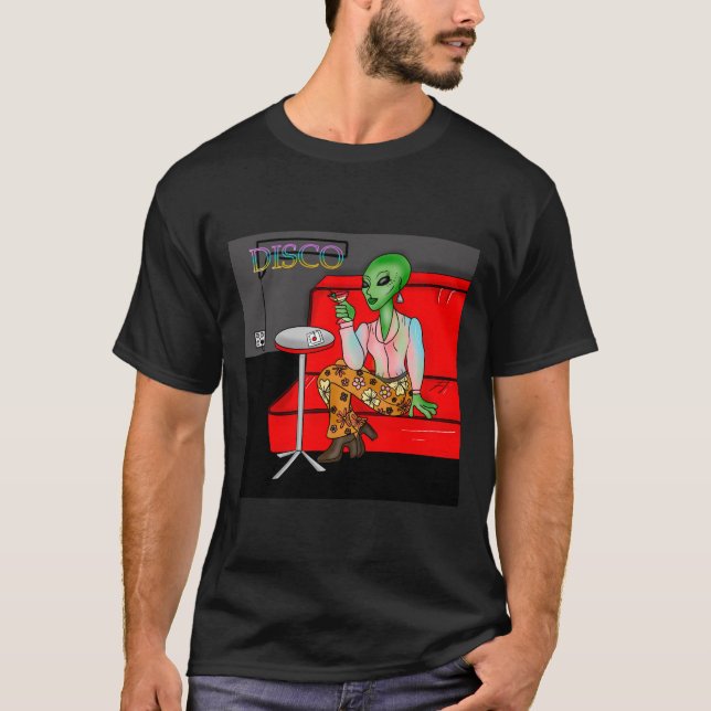 1970:s Retro Extraterrestrial i Disco Lounge T Shirt (Framsida)
