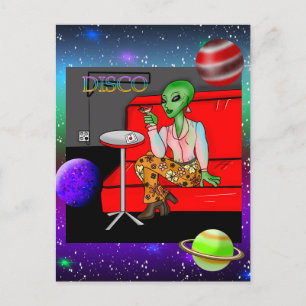 1970:s Retro Extraterrestrial i Disco Lounge Vykort