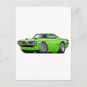 1970 Super Bee Lime-Black C-randig Scoop Hood Vykort